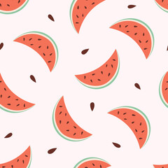Seamless watermelon pattern with seeds