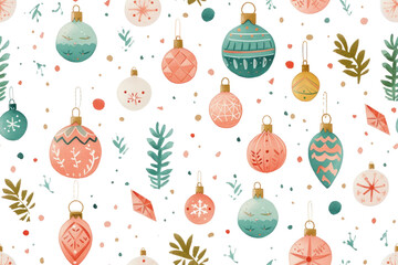 Pastel Christmas Pattern on Transparent Background