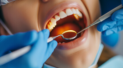 A woman's dental checkup for mouth and tooth care.