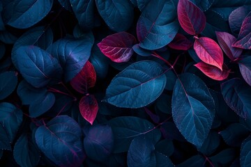 a close up image of some leaves and blue background Generative AI
