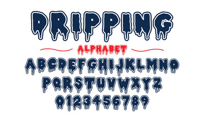 Editable typeface vector. Dripping sport font in american style for football, baseball or basketball logos and t-shirt.	 - obrazy, fototapety, plakaty