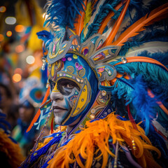 Carnival Reveler in Colorful Costume at Rio de Janeiro Festival