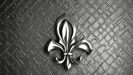 background  A silver wallpaper that looks realistic and detailed with fleur de lis, the wallpaper has a metal   - obrazy, fototapety, plakaty