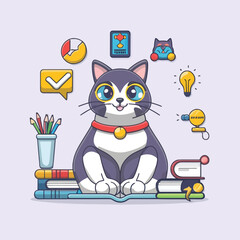 2d vector illustration colorful animal business , TRAINING and study work hard successes