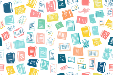 Abstract Pastel Books Pattern on Transparent Background