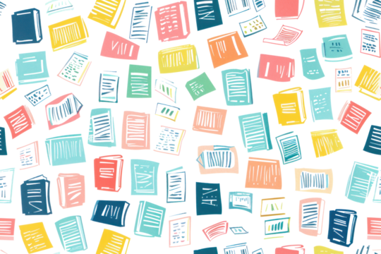 Abstract Pastel Books Pattern on Transparent Background - Powered by Adobe
