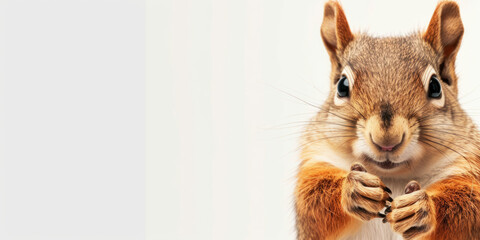 This charming squirrel shows approval with a thumbs-up in a wide banner, offering ample space for text or content.