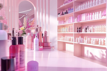 beauty supply store, with makeup and hair products