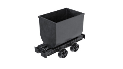 Metal miner trolley isolated on transparent and white background. Mine concept. 3D render