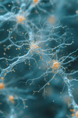 3D illustration of Neuron cell. Neuron cell close-up. Neuron cell, neuron cell