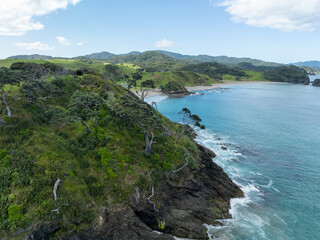 Aerial of Elliot Bay in the Bay of Islands, Northland, New Zealand.