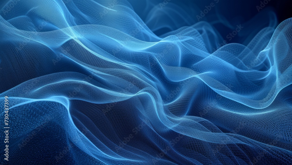 Poster abstract blue background with a wavy shape in the style of grid-like structures generative ai