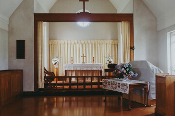 Alter in a church in Matakohe, Northland, New Zealand.