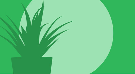 potted plant background, green background - vector illustration