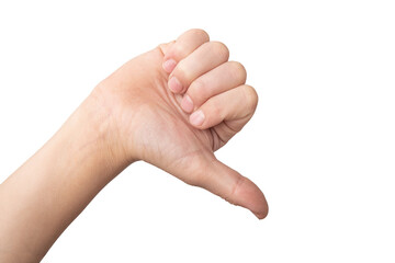 Thumb down gesture isolated on white background