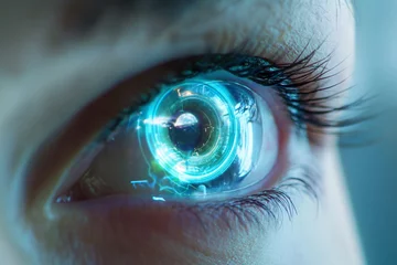 Tuinposter Hologram technology inside the eyes. © Alex