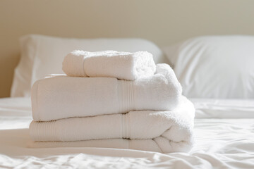 Fototapeta na wymiar Clean towels at the hotel.