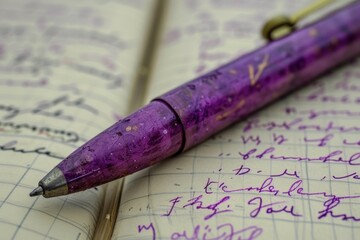 Purple Pen on Notebook