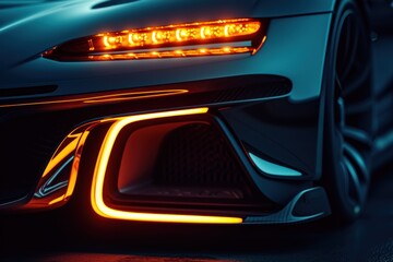 Close Up of Car With Lights On