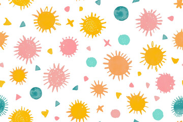 Pastel Summer Pattern with Cute Suns