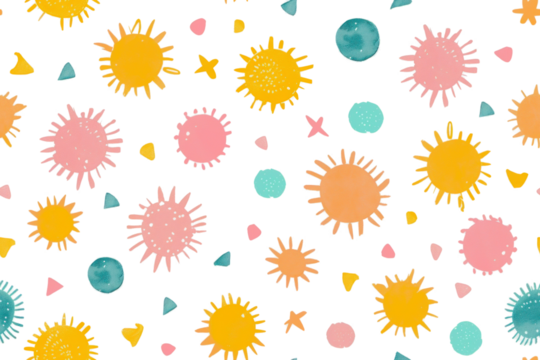 Pastel Summer Pattern with Cute Suns - Powered by Adobe