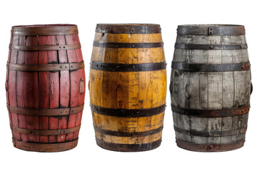 Fototapeta premium Wooden Barrels isolated transparent background. PNG Format.