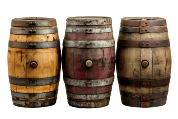 Fototapeta premium Wooden Barrels isolated transparent background. PNG Format.