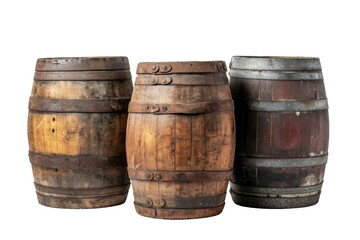 Obraz premium Wooden Barrels isolated transparent background. PNG Format.