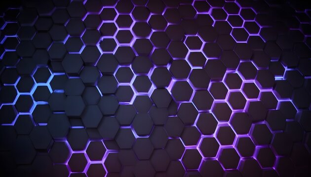 Abstract background hexagon pattern with glowing lights © Antonio Giordano