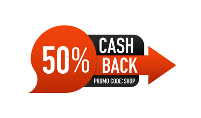 Premium Cash Back Banner Bubble. Web Element Label. Online shopping partner program. Money economy service. Promo code. Vector illustration