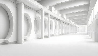 Obraz premium Abstract Technology Background. Minimal Architecture Design. White Industrial Wallpaper
