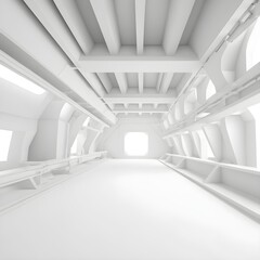 Obraz premium Abstract Technology Background. Minimal Architecture Design. White Industrial Wallpaper