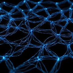 picture of a luminous, blue, wavy network of links on a dark background