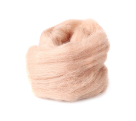 One beige felting wool isolated on white
