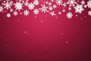 Naklejka na ściany i meble Magenta christmas card with white snowflakes 