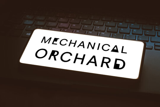February 7, 2024, Brazil. In this photo illustration, the Mechanical Orchard logo is displayed on a smartphone screen.