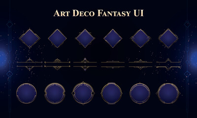 Set of Art Deco Modern User Interface Elements. Fantasy magic HUD. Good for game UI. Vector Illustration EPS10 © Oniks Astarit