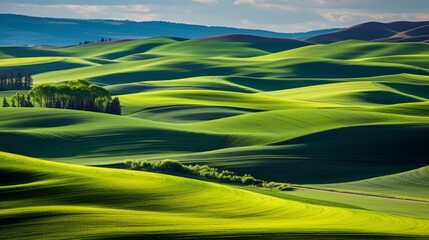 Obraz premium landscape with green fields and sky