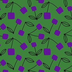 Cartoon geometric fruit seamless cherry pattern for wrapping paper and fabrics and summer packaging