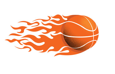 Basketball ball in flaming fire. Element emblem logo template. Vector on transparent background © Kiselov