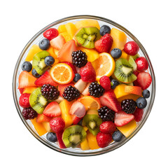 Fresh fruit  healthy salad on a white background, fruit salad in a bowl