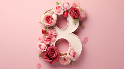 bouquet of pink roses 8 march womans day