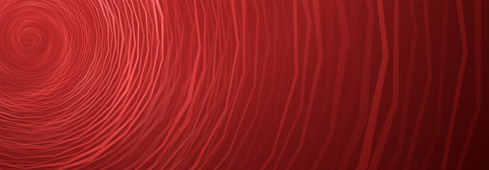 Abstract illustration with spirograph figure in the form of concentric circles made of broken lines on a red background