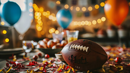 super bowl party with snacks and drinks 