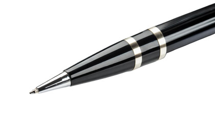 black ballpoint pens isolated on transparent background.