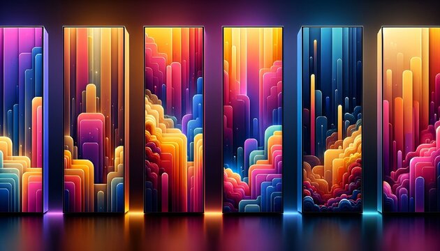 AI generated illustration of an array of vibrant screen colors, available in color variations