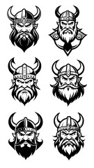 set of viking silhouette