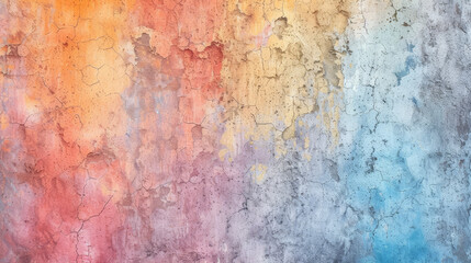 Worn, colorful painted concrete wall, background