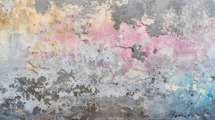 Worn, colorful painted concrete wall, background