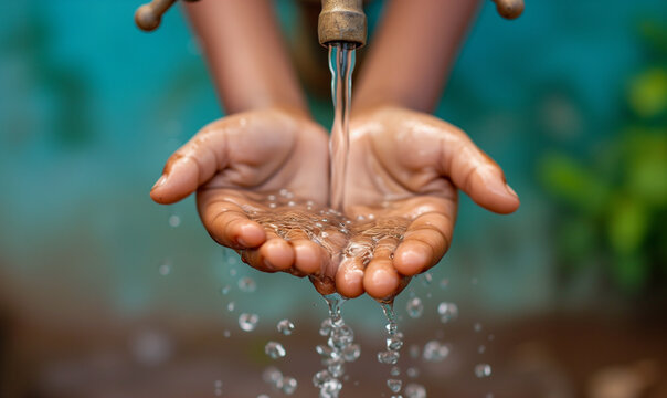 Poignant image of hands brown water drops at a charity event